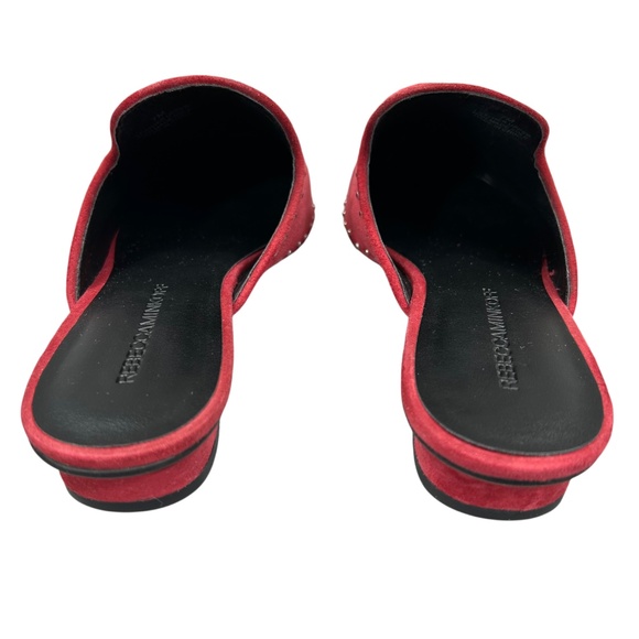 Rebecca Minkoff Chamille Red Suede Studded Leather Pointed Toe Mule Shoes Size 7 - Picture 4 of 10